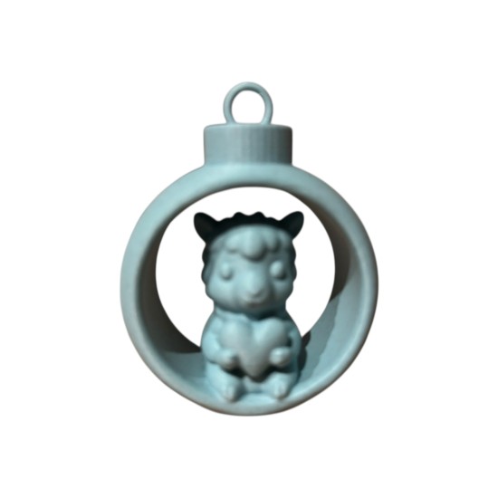 3D print Christmas Heart Alpaca in Ornament