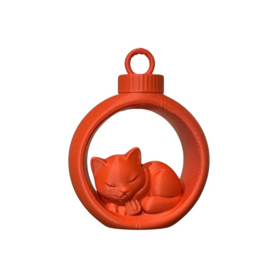 3D print Christmas Sleeping Cat in Ornament 
