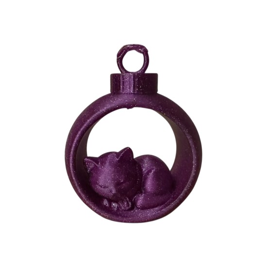 3D print Christmas Sleeping Cat in Ornament 