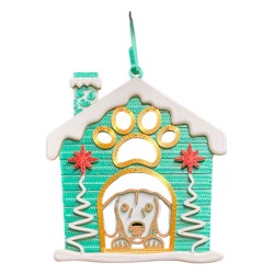 3D print Christmas Ornament Dog House Paw Green