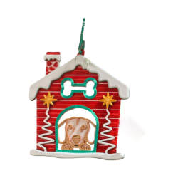 3D print Christmas Ornament Dog House Bone Red