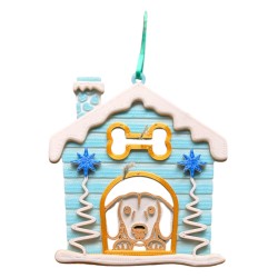 3D print Christmas Ornament Dog House Bone Blue