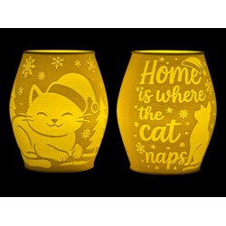 3D print Christmas Tealight Lamp Home Cat Neg.