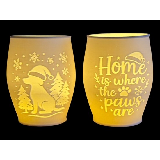 3D print Christmas Tealight Lamp Home Dog Neg.