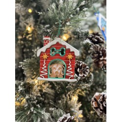 3D print Christmas Ornament Dog House Bone Red