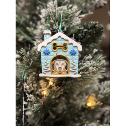 3D print Christmas Ornament Dog House Bone Blue