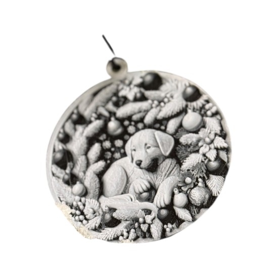 3D print Christmas Ornament Hueforge Dog Wreath