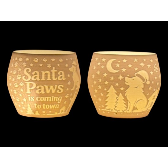 3D print Christmas Tealight Lamp Santa Dog Neg.