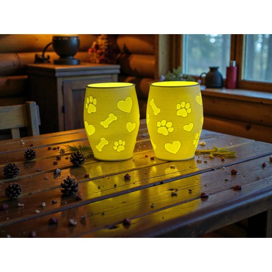 3D print Christmas Tealight Lamp Paws & Bones Neg