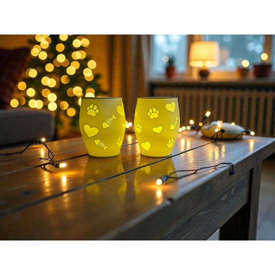 3D print Christmas Tealight Lamp Paws & Fish Neg.