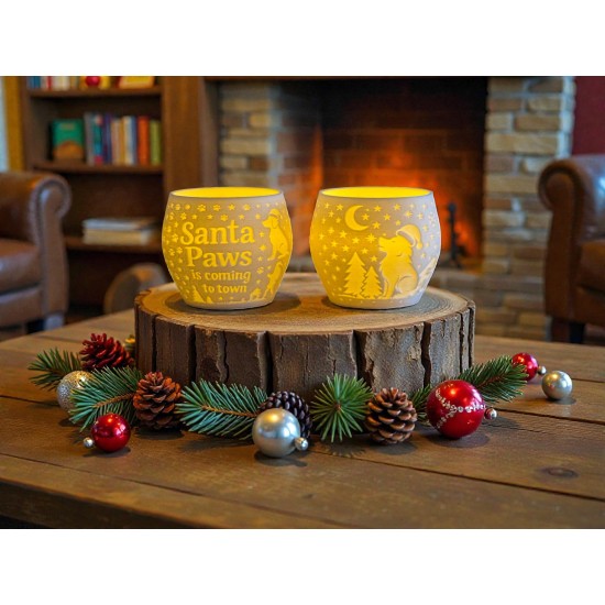 3D print Christmas Tealight Lamp Santa Dog Neg.