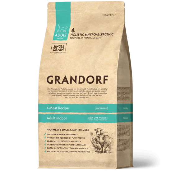 Grandorf Cat 4 Meat Adult Indoor, 400 g