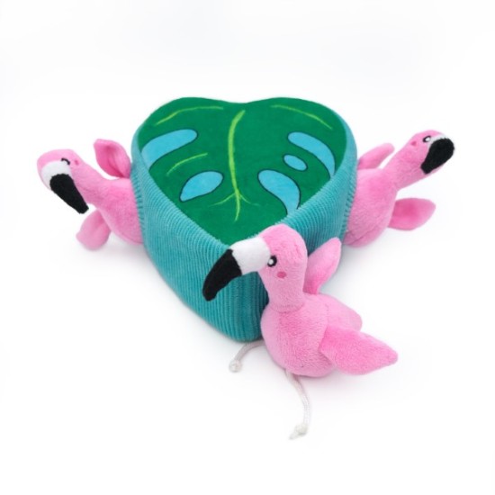Zippy Paws Burrow Flamingos in Monstera