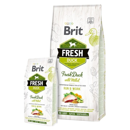 Brit Fresh Eend met Gierst Active Run&Work, 12 kg