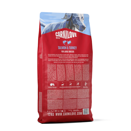 Carnilove Hond Active Zalm & Kalkoen LB, 12 kg