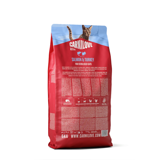 Carnilove Kat Active Zalm & Kalkoen sterilised, 6 kg
