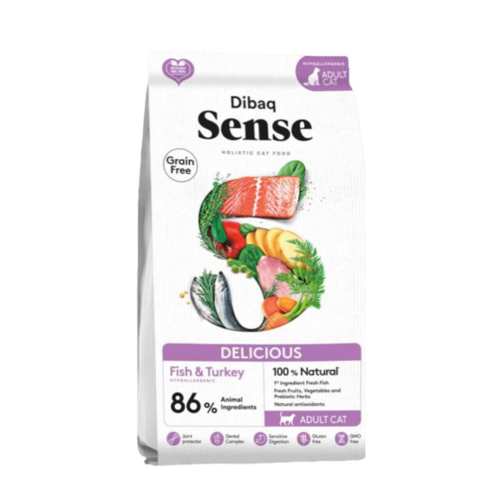 Dibaq Sense Cat Délicieux Poisson et Dinde, 1,5 kg