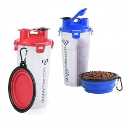 Gourde d'eau et de nourriture Doggyroller avec bol de voyage, rouge