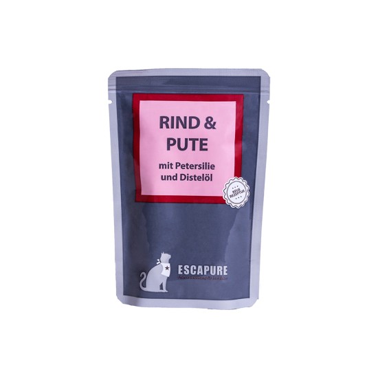 Escapure Chat Nourriture humide en sachet bœuf & dinde persillée