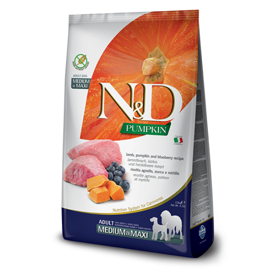 Farmina N&D Pumpkin Lam & Bosbes, 12 kg (Medi/Maxi)