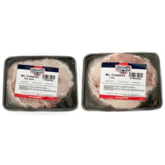 Gowill+ Vleesmix Rund, Kip, Lam, Kalkoen & Paard, 500 g