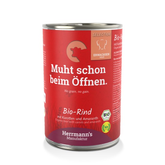 Herrmanns Bio Rund met Wortel, 400 g (blik)
