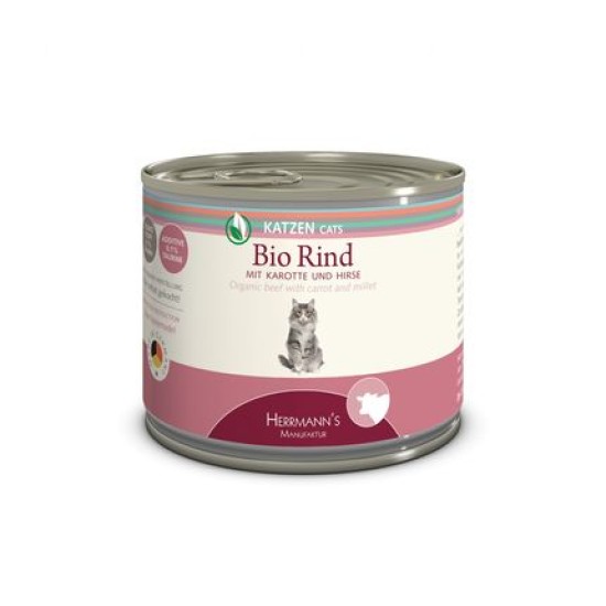 Herrmanns Bio Kat Rund met Wortel, 200 g (blik)