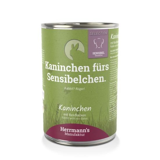 Herrmanns Sensitive Konijn met Rijst Flakes, 400 g