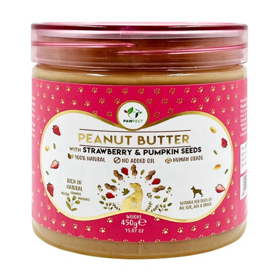Pawfect Peanut Butter Aardbei & Pompoenzaad, 450 g